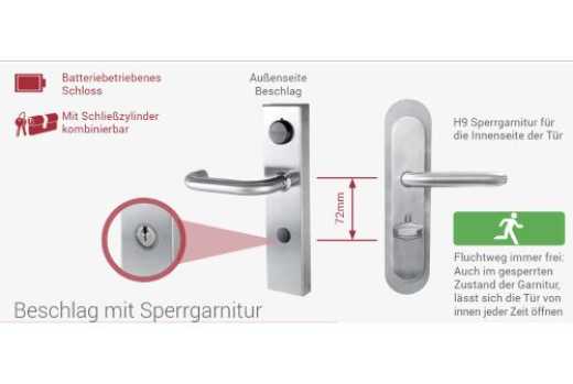 B4H9 Beschlagschloss digital mit Sperrgarnitur - ELOCK2