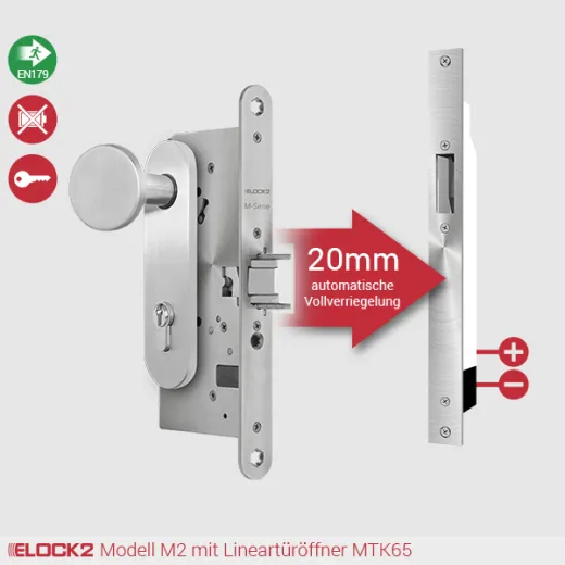 M2 Mittelfallen-Automatikschloss für Lineartüröffner - ELOCK2