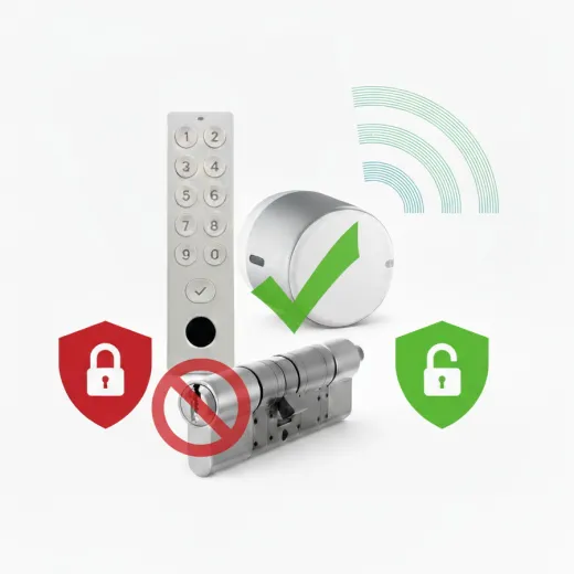 BWMS-BW Motorschloss mit Batteriebetrieb Keypad in Weiß zur Scharf-/Unscharfschaltung - BeWave System