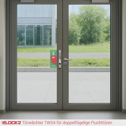 EP4S-R EXITPROTECT rechts Türwächter schmal mit Warnschild - ELOCK2