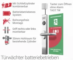 EP4S-R EXITPROTECT rechts Türwächter schmal mit Warnschild - ELOCK2