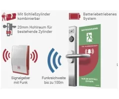 EP4S-L EXITPROTECT links Türwächter schmal mit Warnschild - ELOCK2