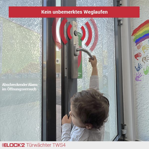 ELOCK2 Türwächter im Kindergarten: Kind kann Notausgang nicht unbemerkt öffnen