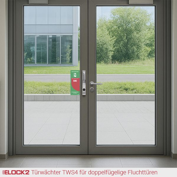 ELOCK2 Türwächter für doppelflügelige Fluchttüren in Bürogebäuden