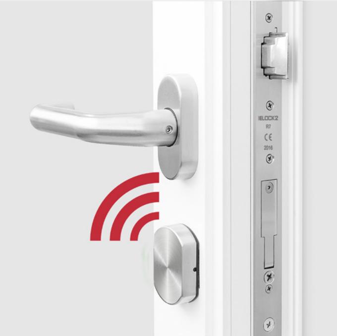 ELOCK2 R6 wireless narrow-stile lock for aluminium and tubular frame doors