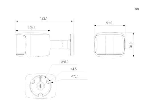 lunaHD LKP5420A Maßzeichnung und Bohrschablone 183×100×78mm