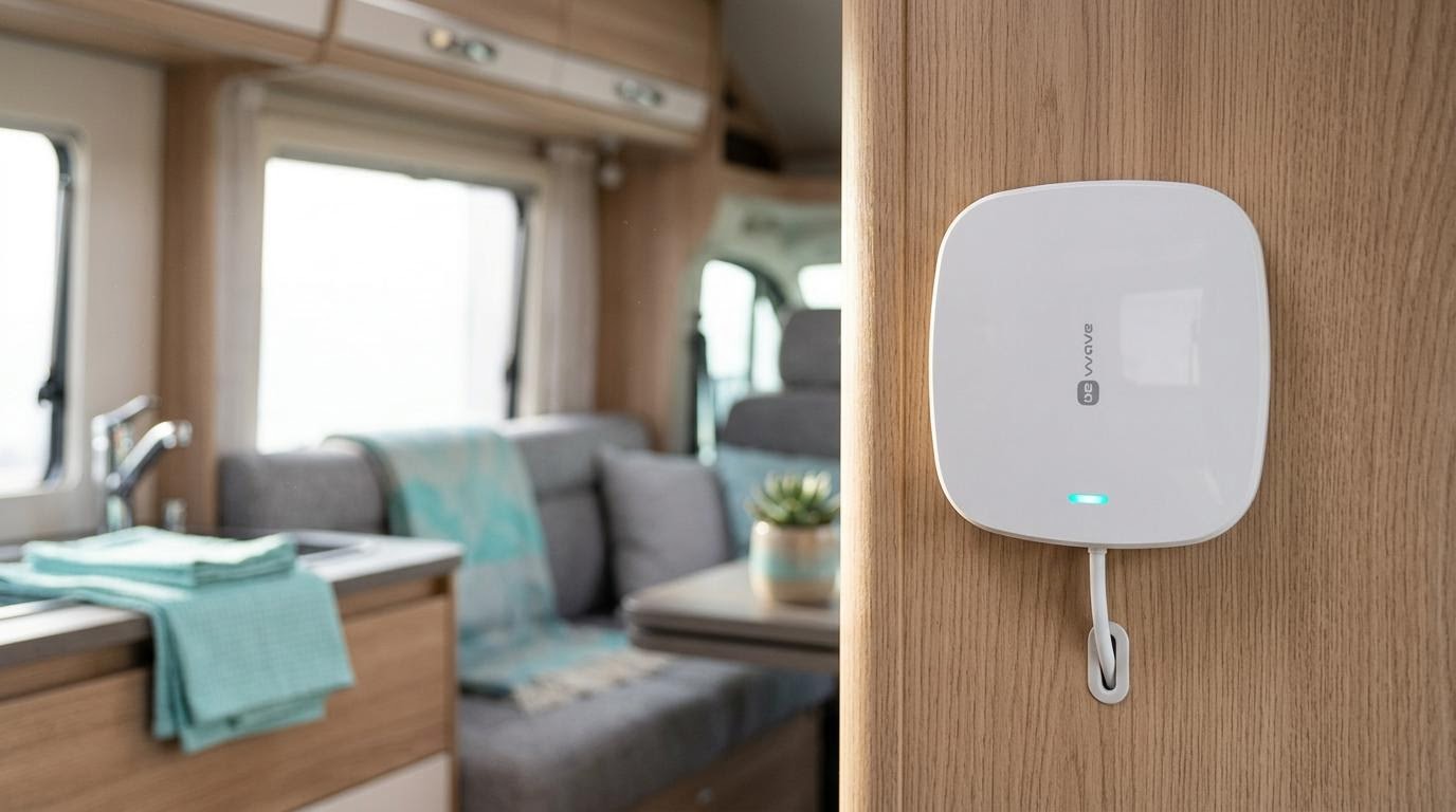 BE WAVE Sicherheitssystem im Wohnwagen installiert